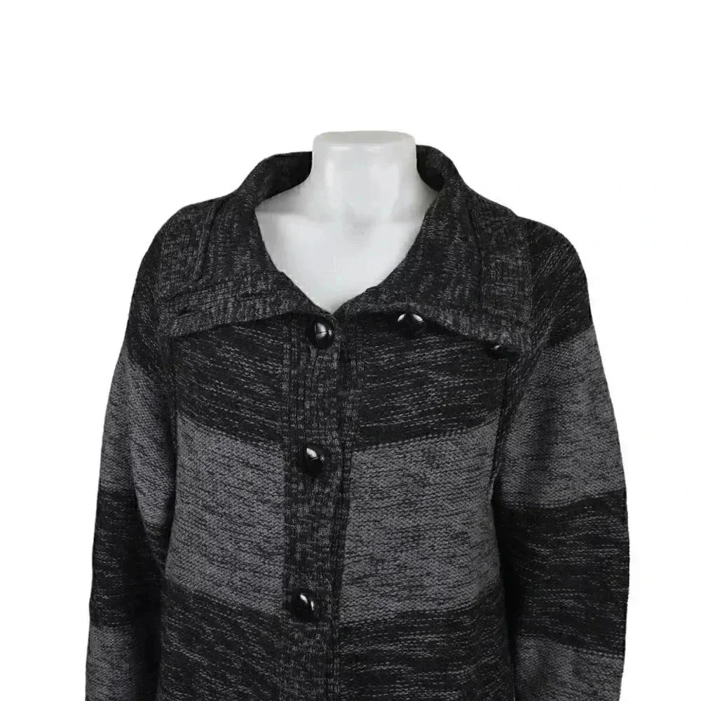 Banana Republic 100% Merino Wool Striped Cardigan  Button Front Sweater Medium - Picture 5 of 11